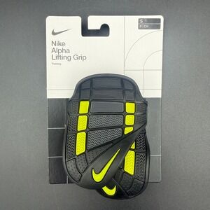 Nike Alpha Lifting Grips Black Volt Yellow Weightlifting Training Pads Small